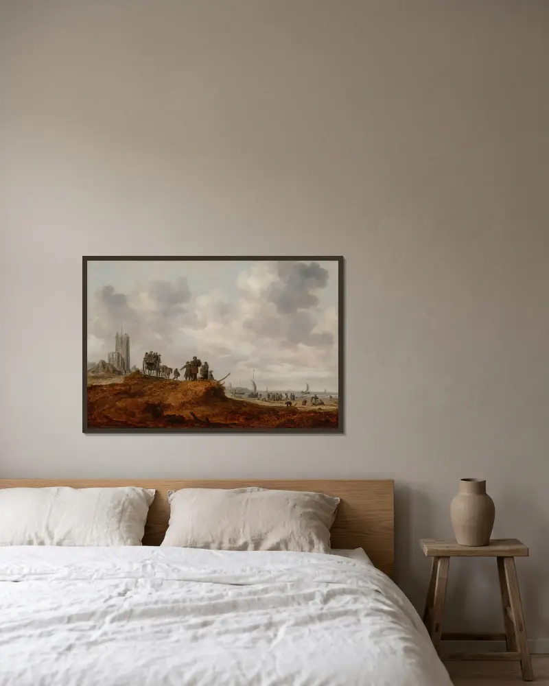Die alte Kirche in Egmond aan Zee von Jan van Goyen gerahmt an einer Wand