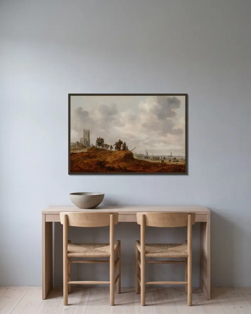 Die alte Kirche in Egmond aan Zee von Jan van Goyen gerahmt an einer Wand