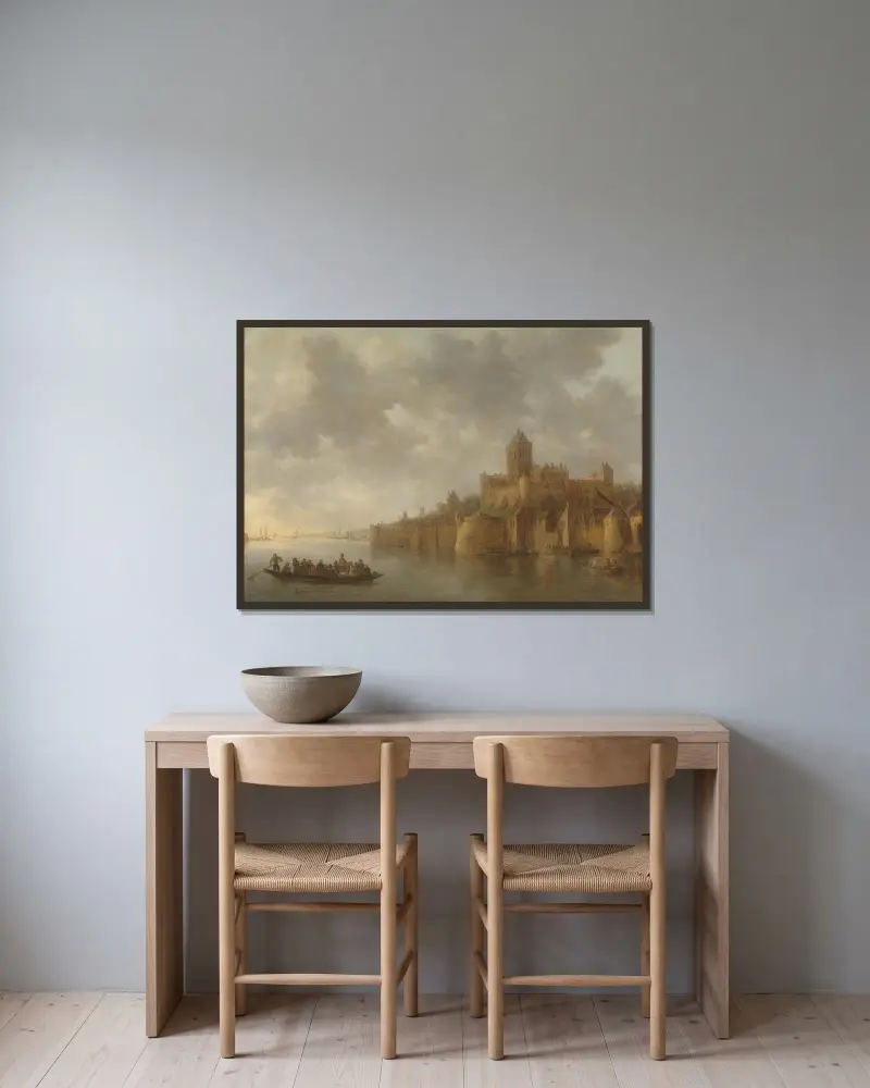 The Valkhof in Nijmegen av Jan van Goyen inramad på en vägg