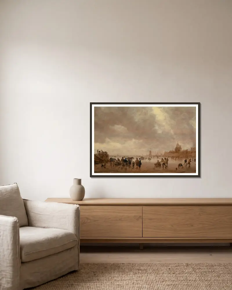 Winter Pleasures on the Merwede av Jan van Goyen inramad på en vägg