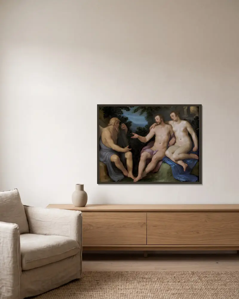 Allegori över livets korthet av Cornelis Cornelisz Van Haarlem inramad på en vägg