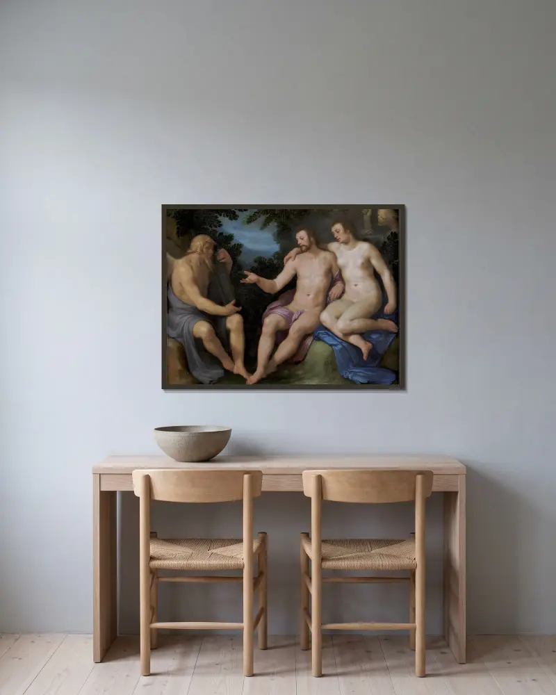 Allegori över livets korthet av Cornelis Cornelisz Van Haarlem inramad på en vägg