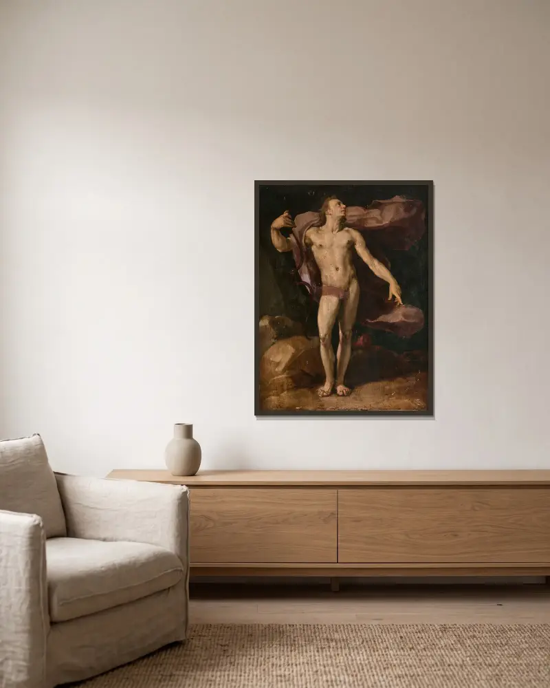 Apollon av Cornelis Cornelisz Van Haarlem inramad på en vägg
