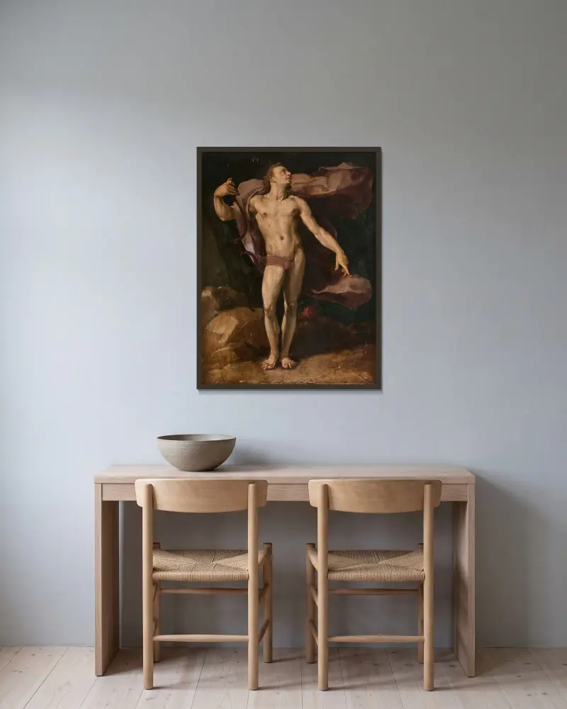 Apollon av Cornelis Cornelisz Van Haarlem inramad på en vägg