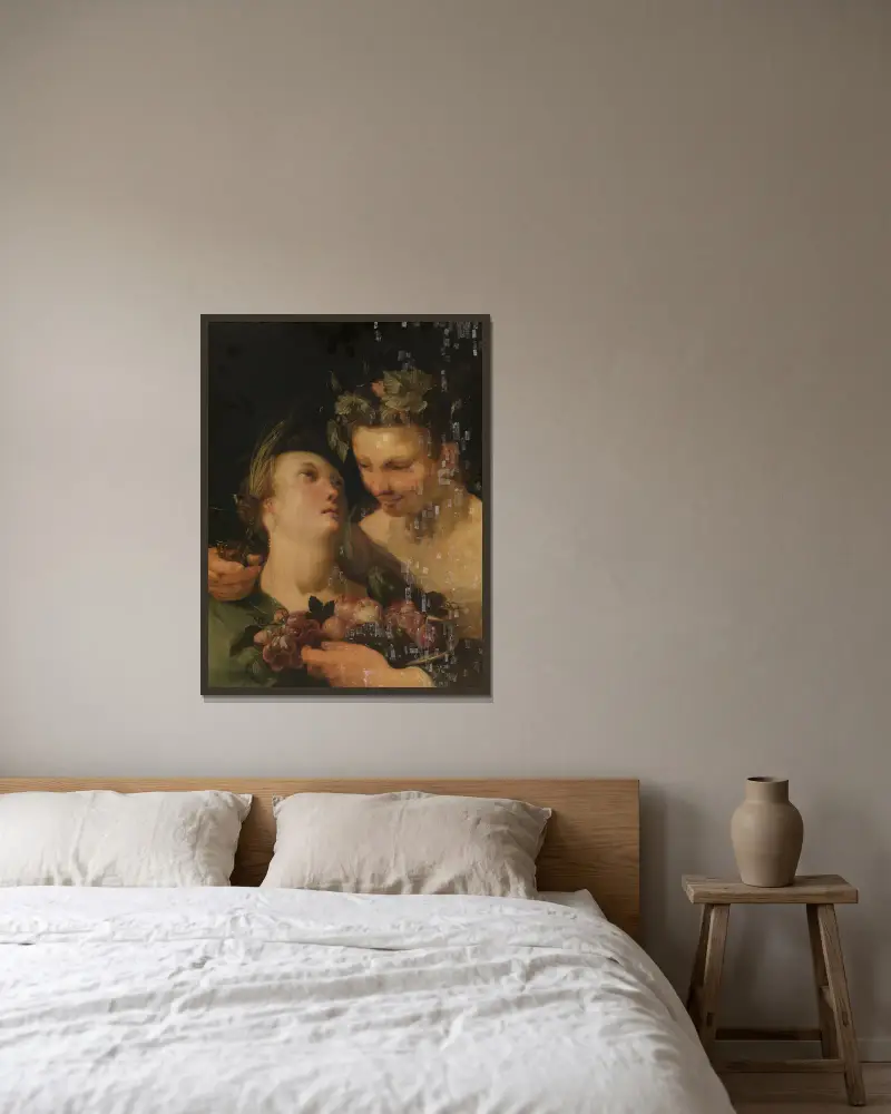 Ceres and Bacchus av Cornelis Cornelisz Van Haarlem inramad på en vägg