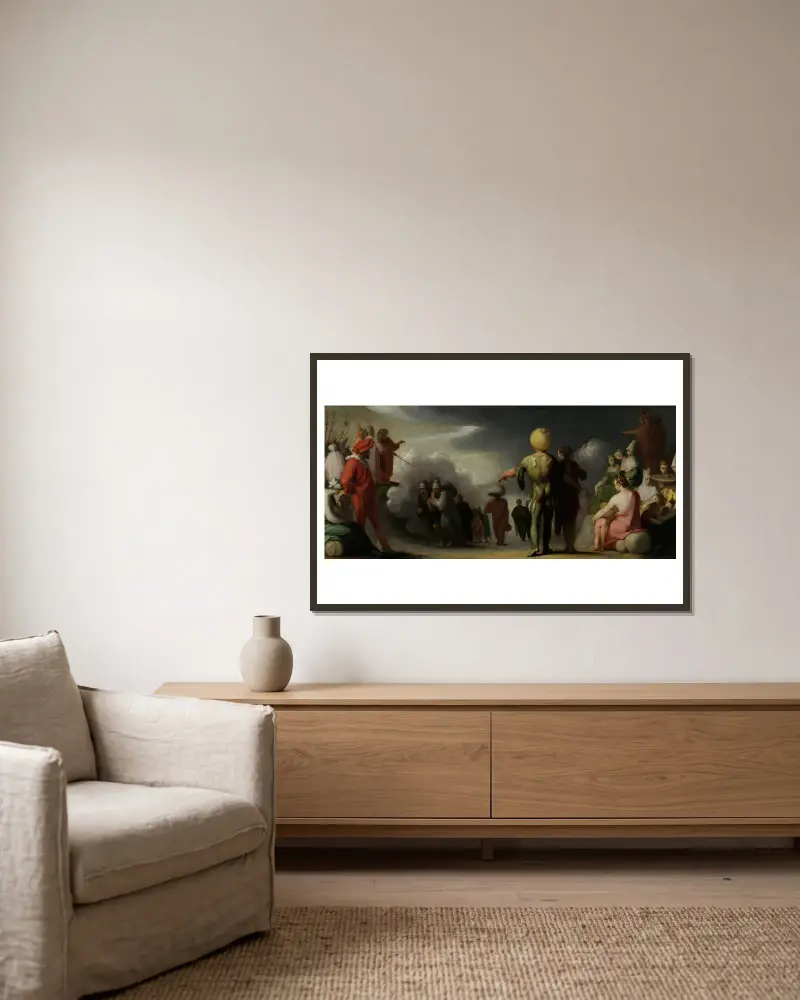 Israeliterna korsar Röda havet av Cornelis Cornelisz Van Haarlem inramad på en vägg