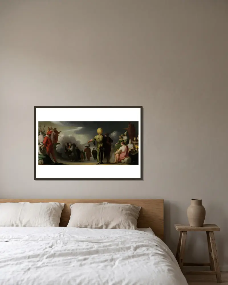 Israeliterna korsar Röda havet av Cornelis Cornelisz Van Haarlem inramad på en vägg