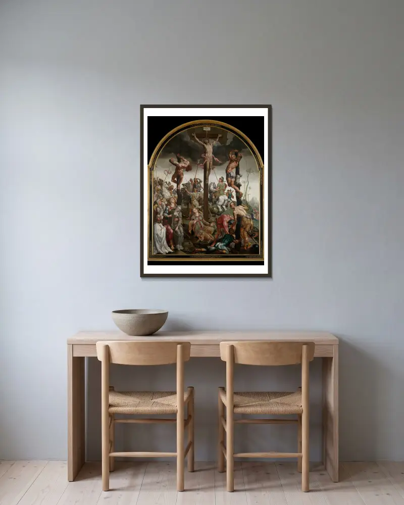 Kalvarienberg von Maarten Van Heemskerck gerahmt an einer Wand