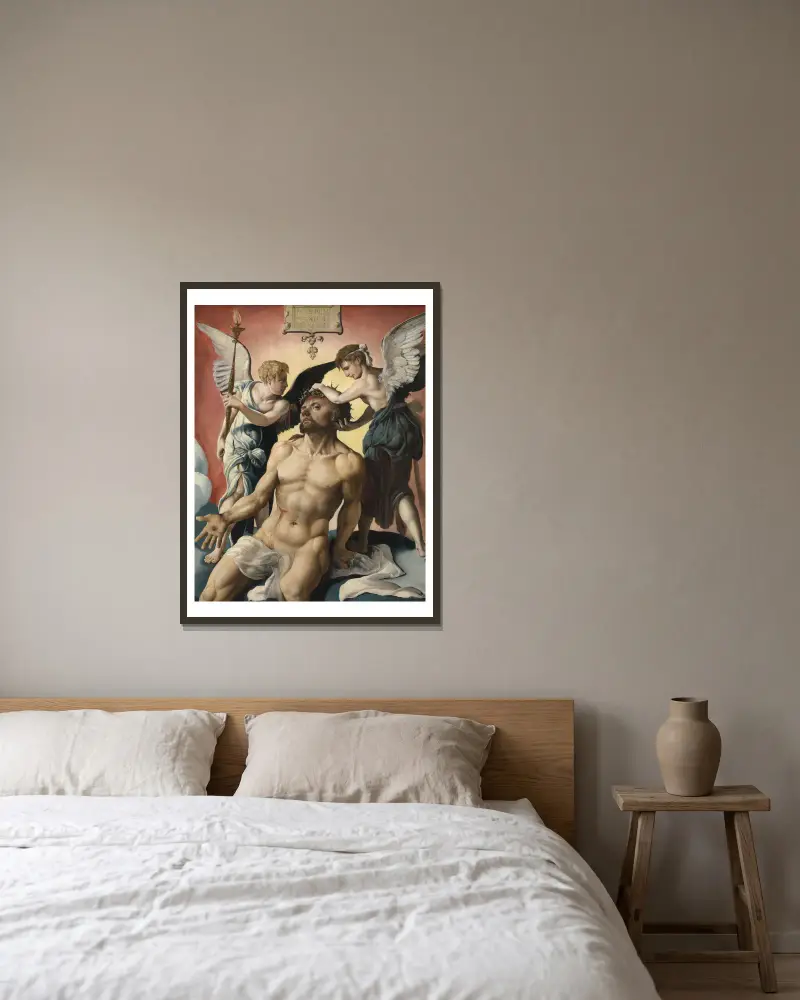 Der Schmerzensmann von Maarten Van Heemskerck gerahmt an einer Wand