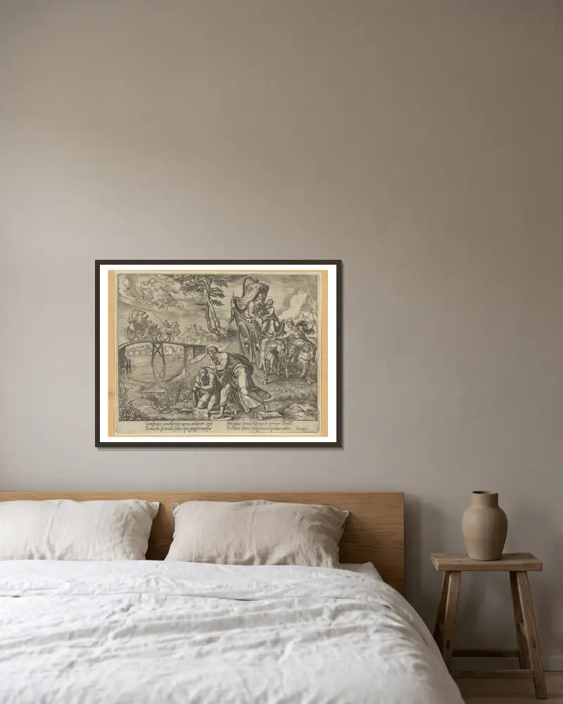Svatý Filip křtí eunucha, Maarten Van Heemskerck v rámu na stěně