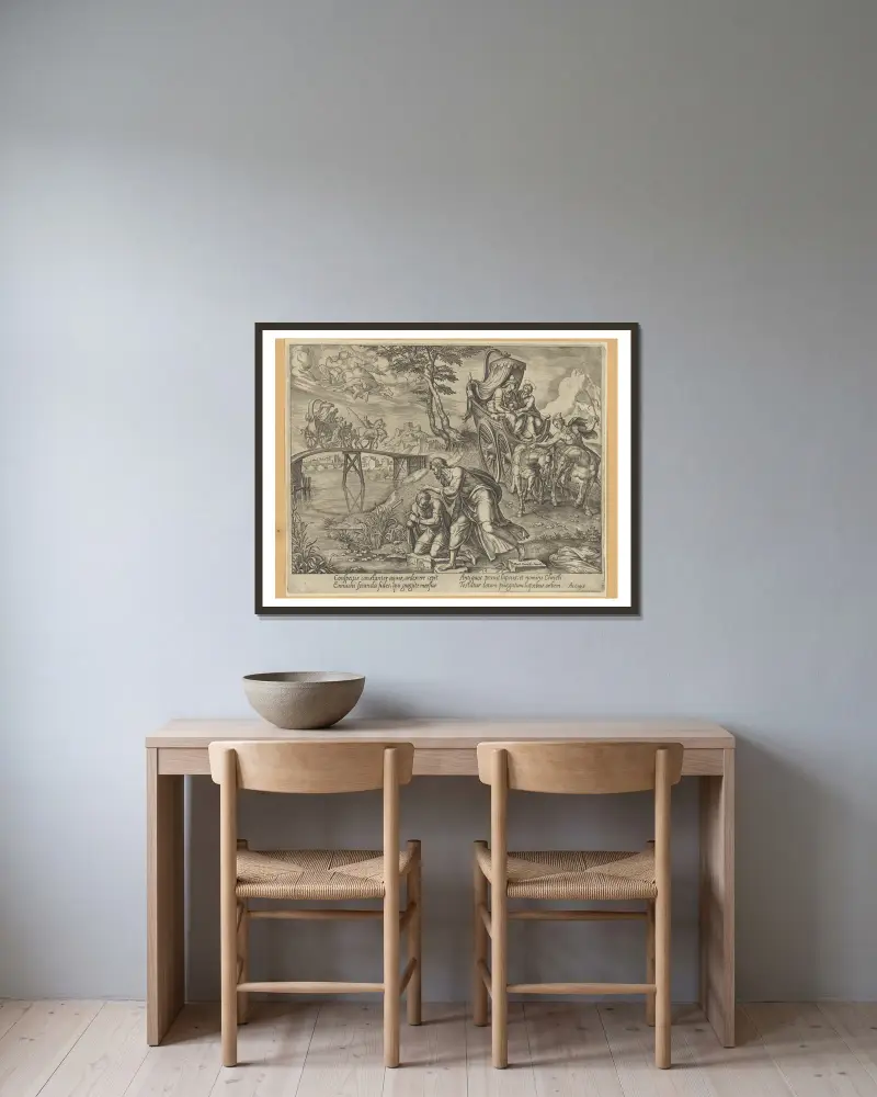 Svatý Filip křtí eunucha, Maarten Van Heemskerck v rámu na stěně