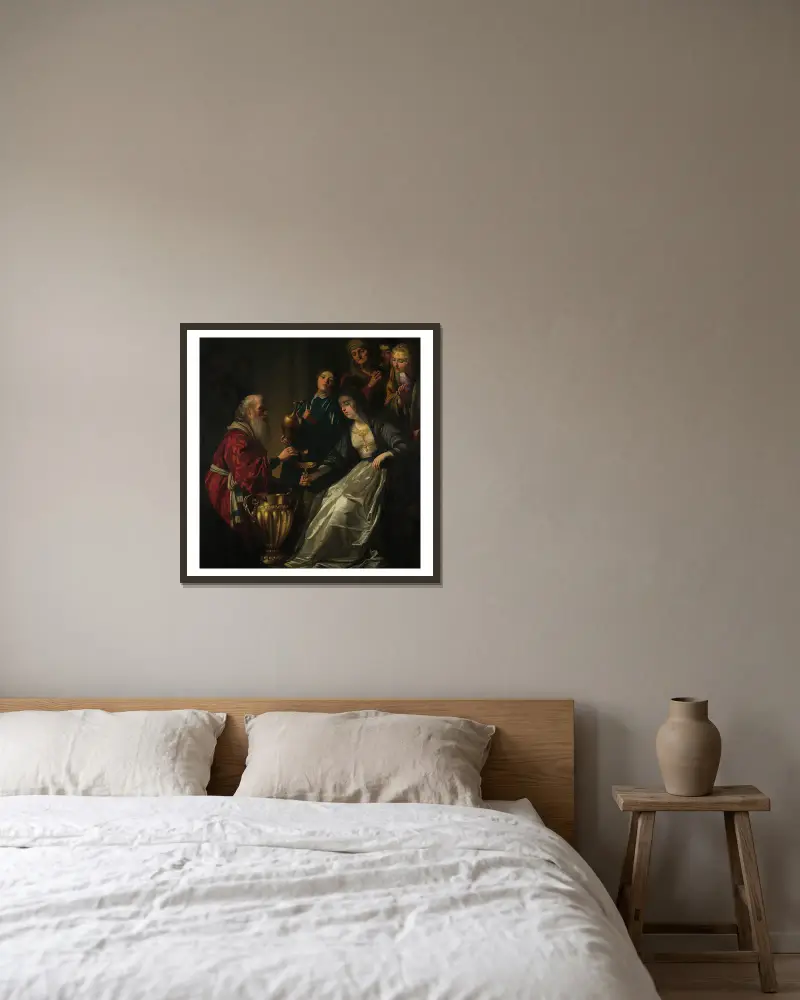 Artemisia av Gerard van Honthorst inramad på en vägg