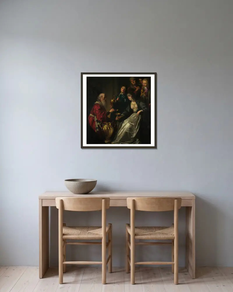 Artemisia av Gerard van Honthorst inramad på en vägg