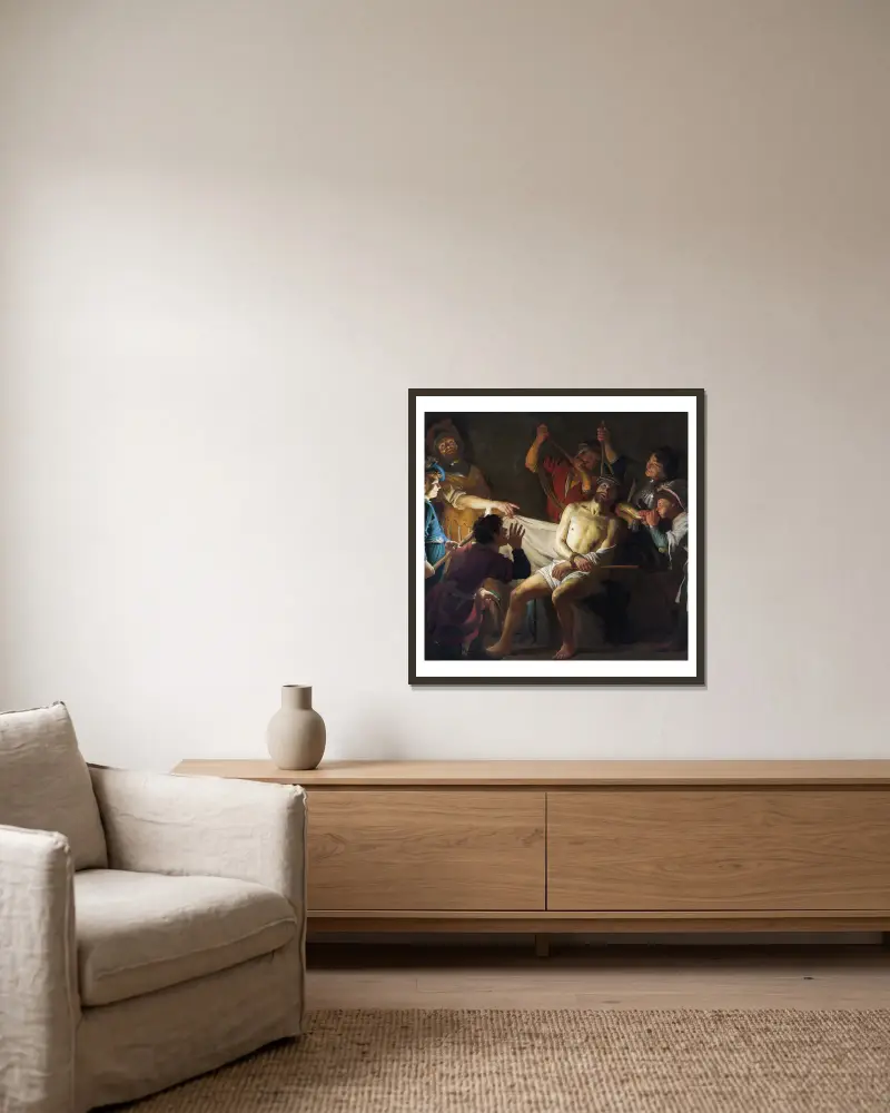 Christus mit der Dornenkrone, 1622 von Gerard van Honthorst gerahmt an einer Wand