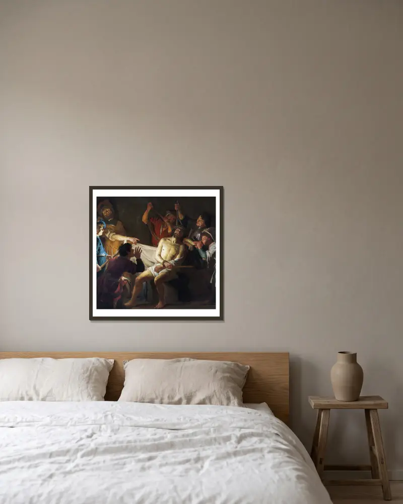 Christus mit der Dornenkrone, 1622 von Gerard van Honthorst gerahmt an einer Wand