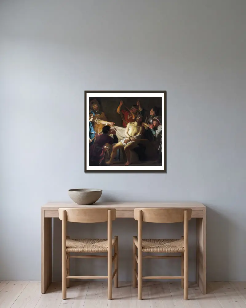 Christus mit der Dornenkrone, 1622 von Gerard van Honthorst gerahmt an einer Wand