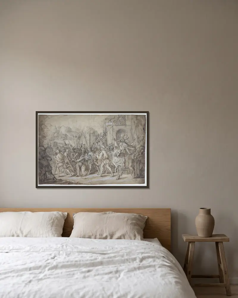 Kreuzzug von Gerard van Honthorst gerahmt an einer Wand