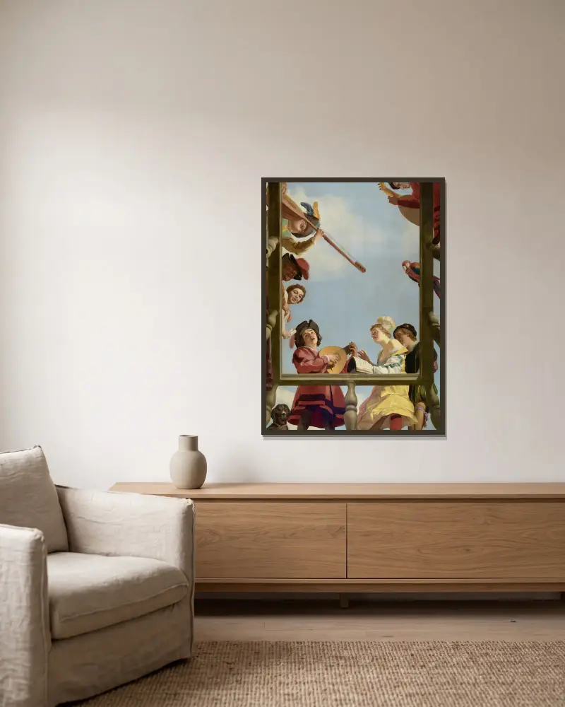 Grupa muzyków na balkonie, Gerard van Honthorst w ramie na ścianie