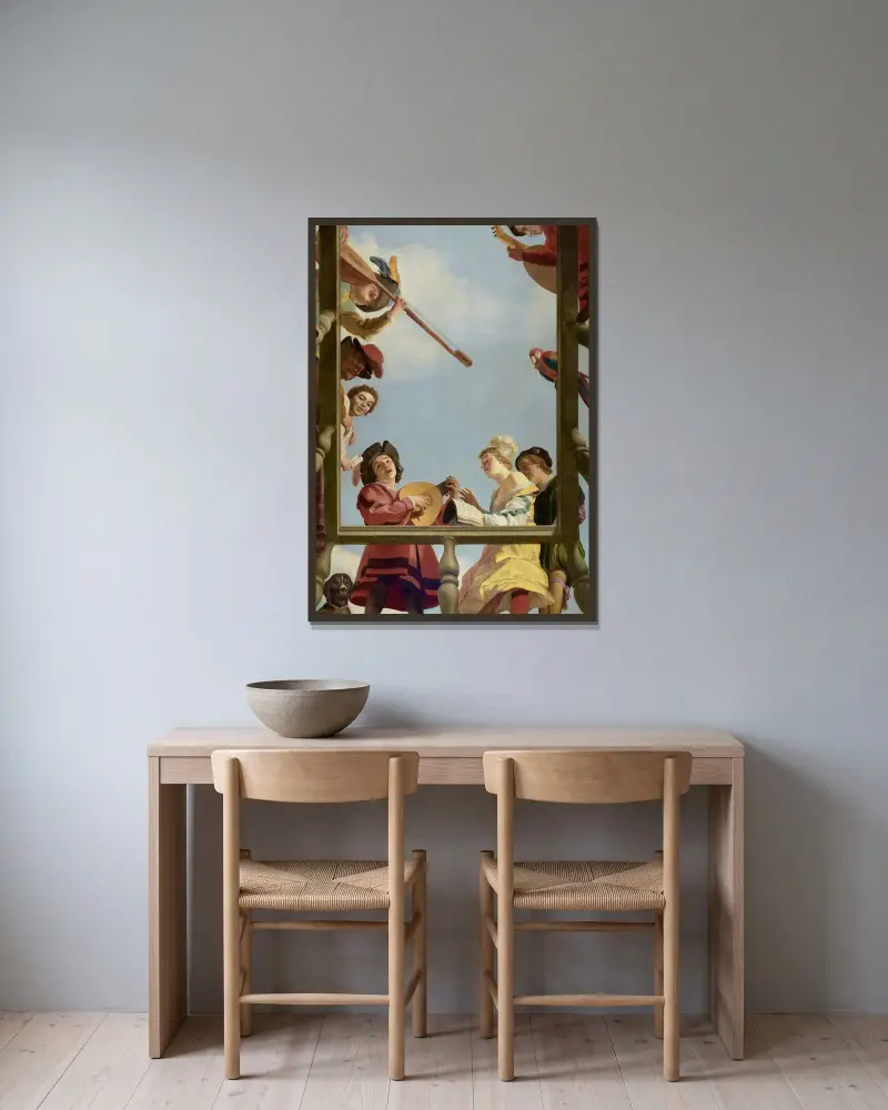 Grupa muzyków na balkonie, Gerard van Honthorst w ramie na ścianie