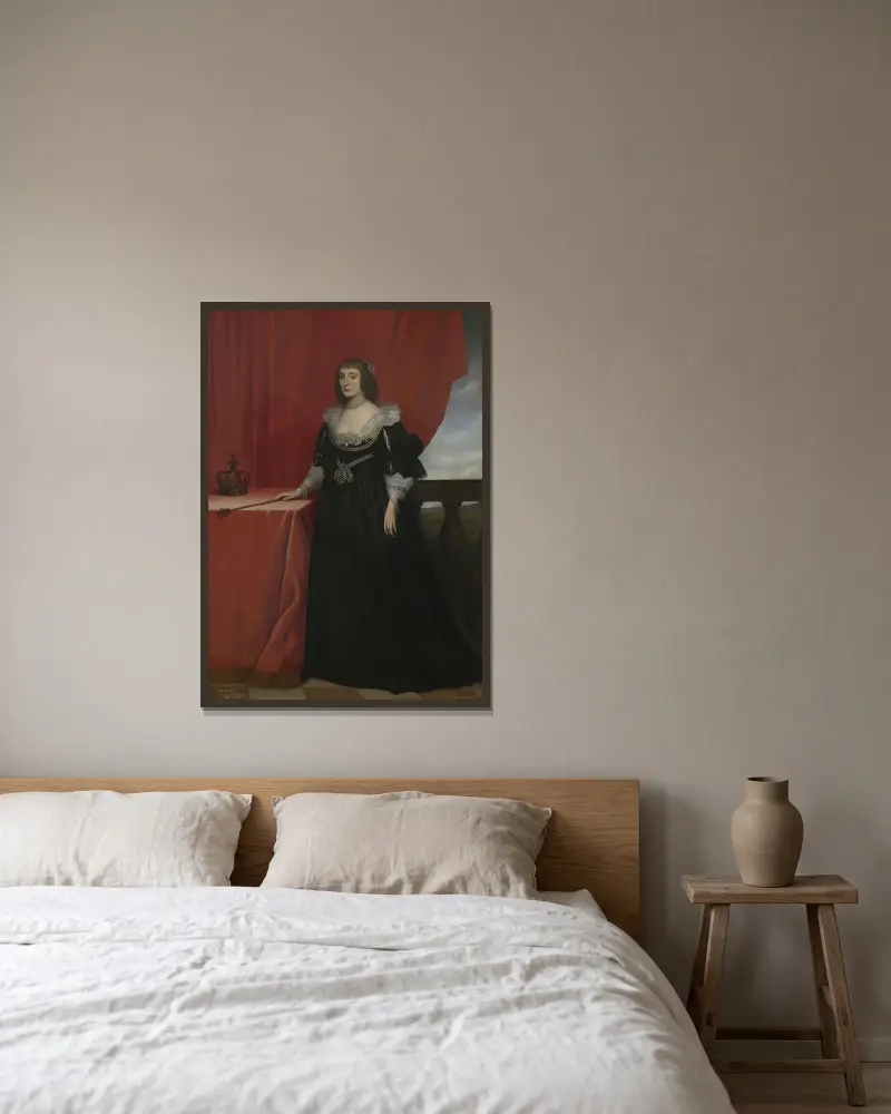 Porträt der Elizabeth Stuart, Königin von Böhmen von Gerard van Honthorst gerahmt an einer Wand