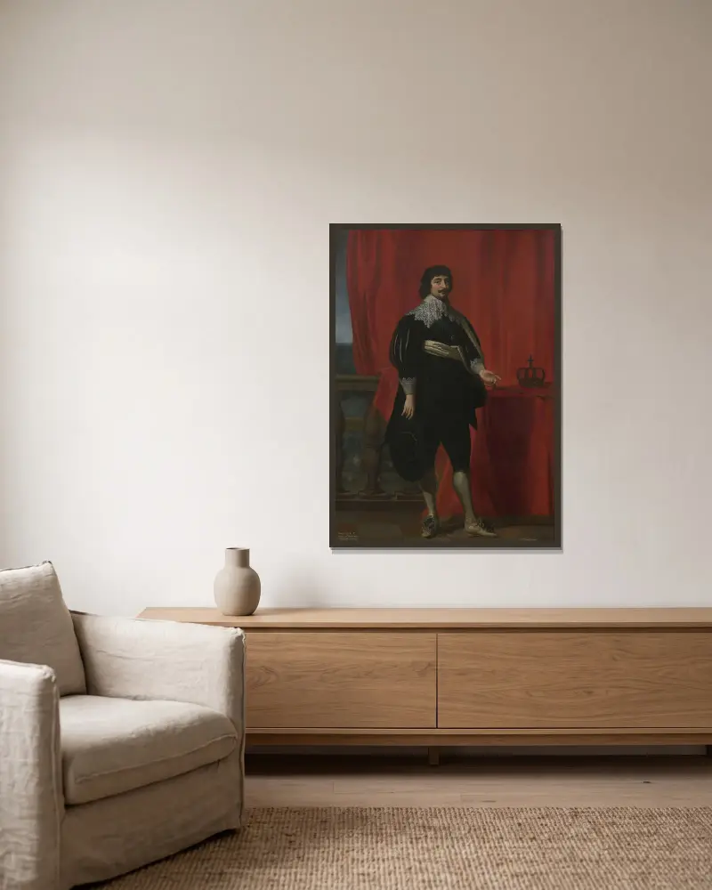 Porträt von Friedrich V., König von Böhmen von Gerard van Honthorst gerahmt an einer Wand