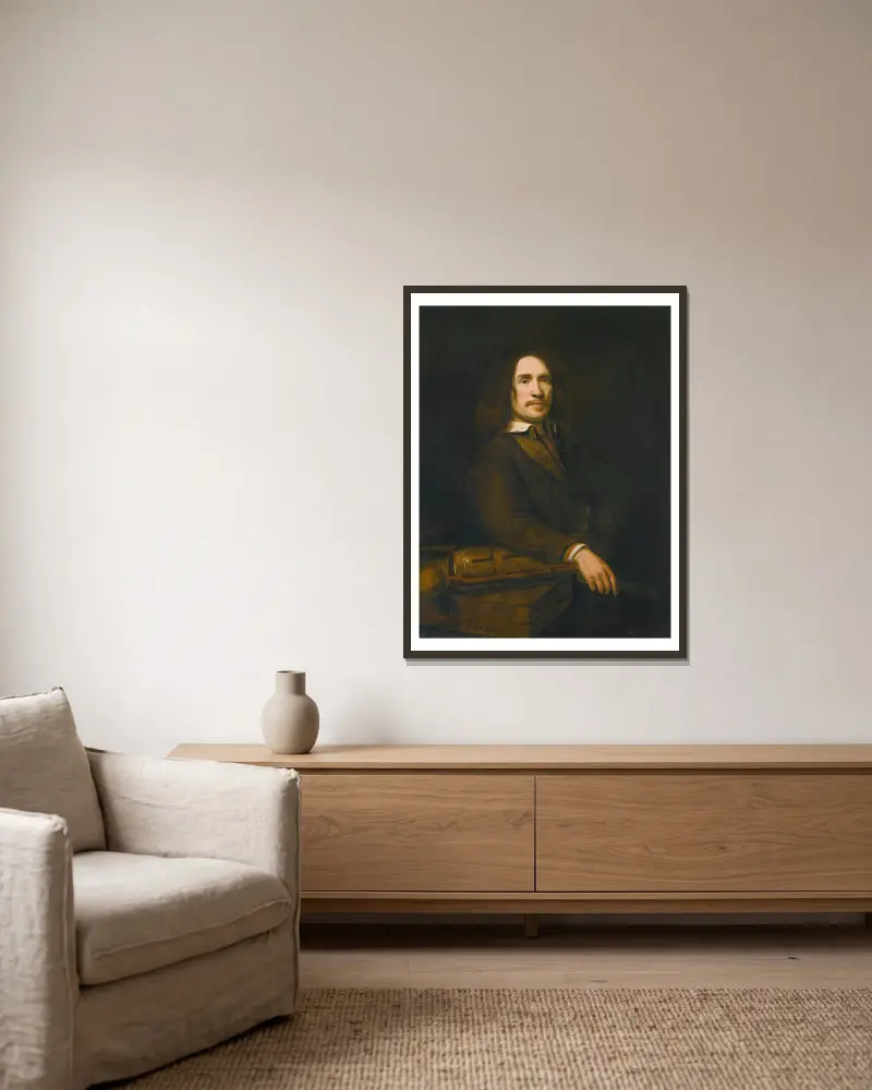 Porträtt av en herre, möjligen Caspar Calthoff (d. 1664) av Samuel van Hoogstraten inramad på en vägg