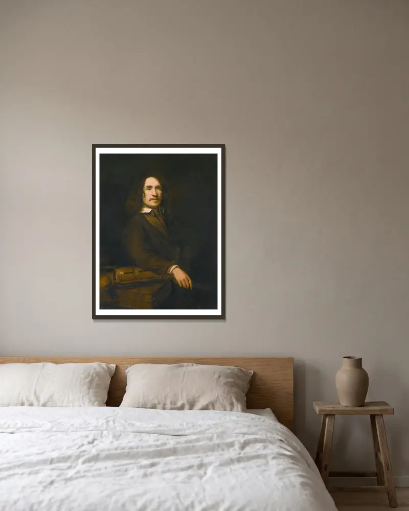 Porträtt av en herre, möjligen Caspar Calthoff (d. 1664) av Samuel van Hoogstraten inramad på en vägg