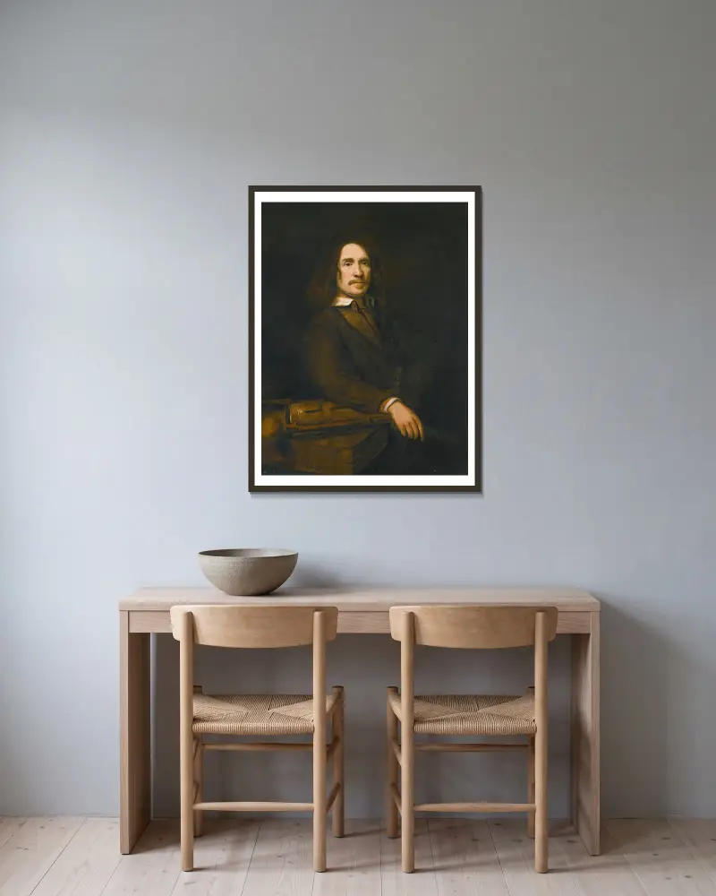 Porträtt av en herre, möjligen Caspar Calthoff (d. 1664) av Samuel van Hoogstraten inramad på en vägg