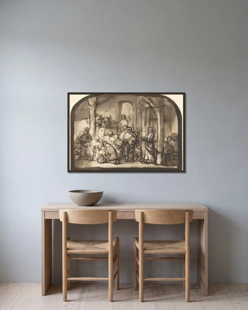 Herdarnas tillbedjan av Samuel van Hoogstraten inramad på en vägg