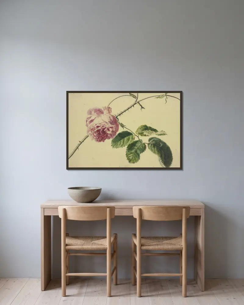 A rose av Jan van Huysum inramad på en vägg
