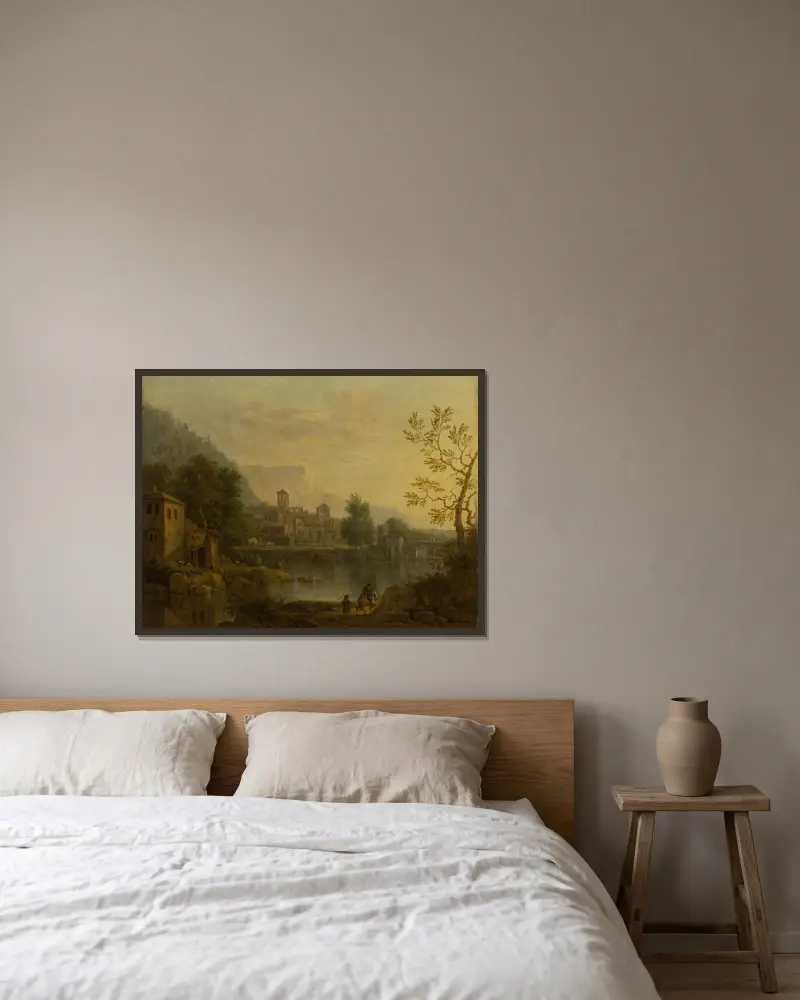 Italian Landscape av Jan van Huysum inramad på en vägg