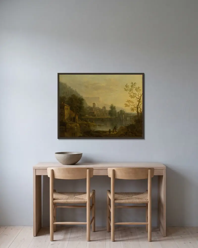 Italian Landscape av Jan van Huysum inramad på en vägg