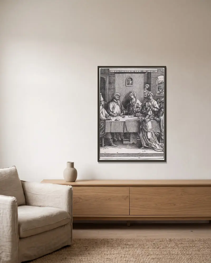 Herodes und Herodias von Lucas Van Leyden gerahmt an einer Wand