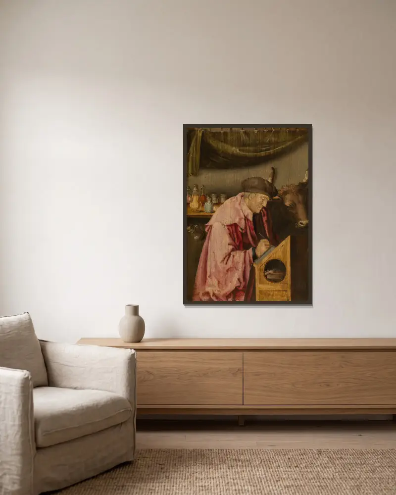 Der heilige Lukas von Lucas Van Leyden gerahmt an einer Wand