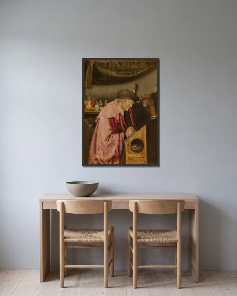 Der heilige Lukas von Lucas Van Leyden gerahmt an einer Wand