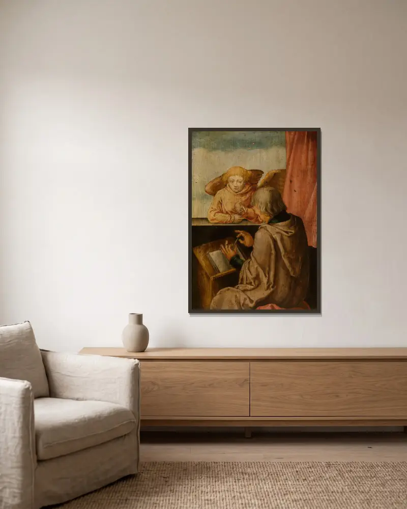 Saint Matthew av Lucas Van Leyden inramad på en vägg