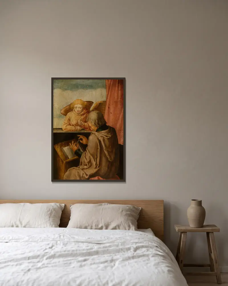 Saint Matthew av Lucas Van Leyden inramad på en vägg