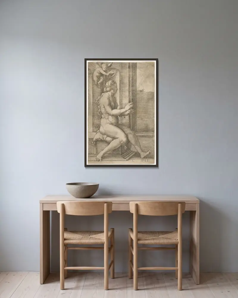 Spes av Lucas Van Leyden inramad på en vägg