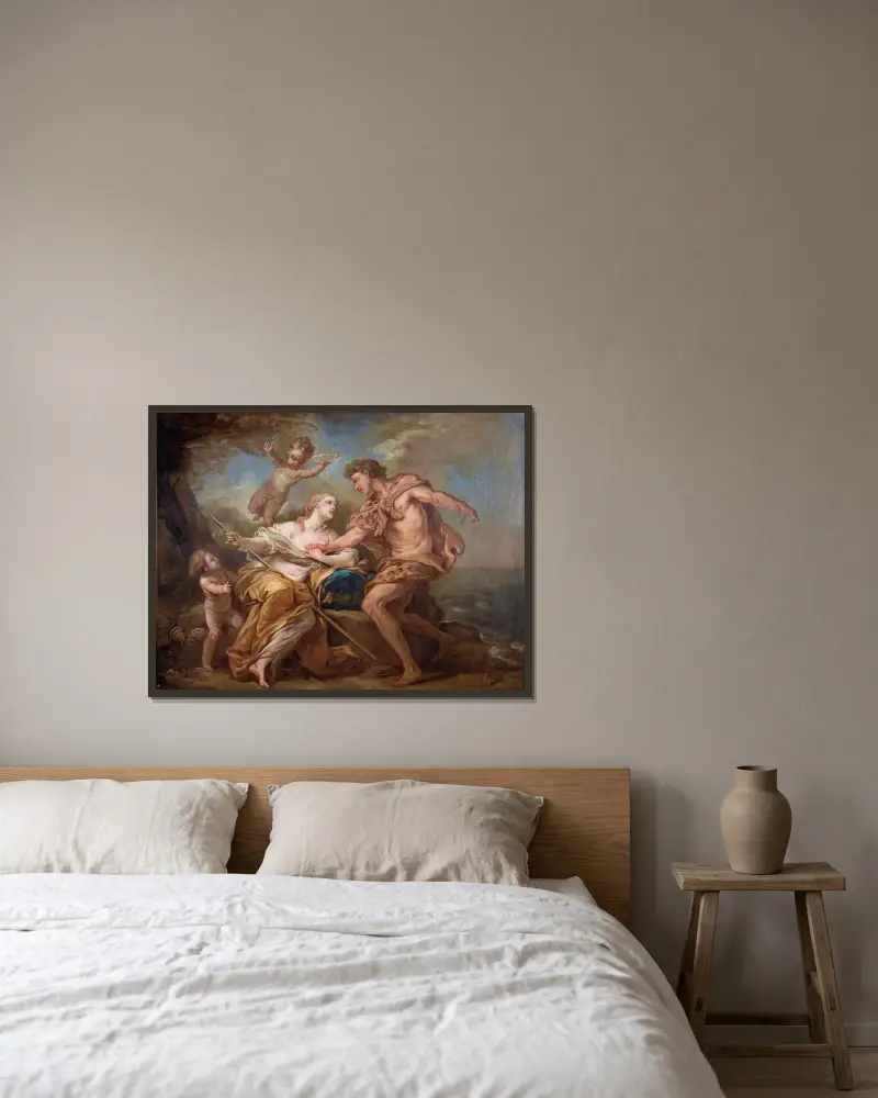Bacchus And Ariadne av Charles-André van Loo inramad på en vägg