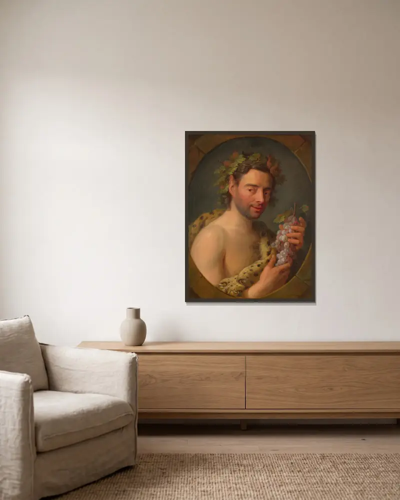 Bacchus av Charles-André van Loo inramad på en vägg