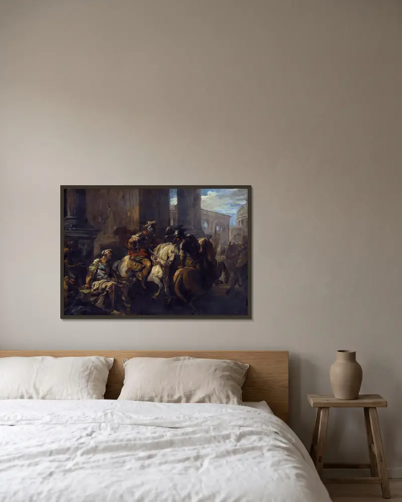 Belisarius tigger vid Roms portar av Charles-André van Loo inramad på en vägg