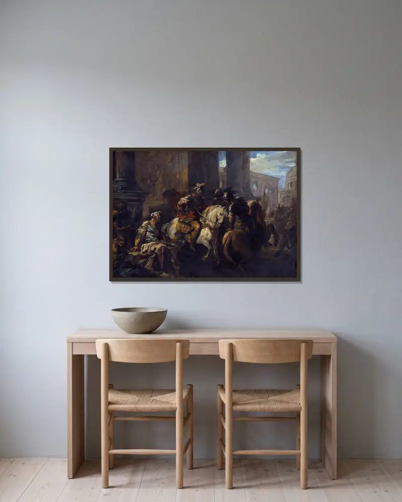 Belisarius tigger vid Roms portar av Charles-André van Loo inramad på en vägg