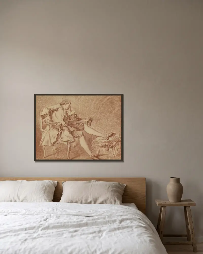 Gentleman, in einem Stuhl ruhend von Charles-André van Loo gerahmt an einer Wand
