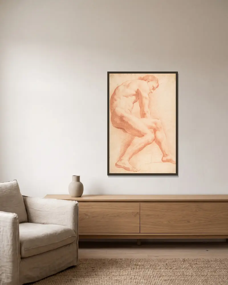 Life Drawing – nr 1 av Charles-André van Loo inramad på en vägg