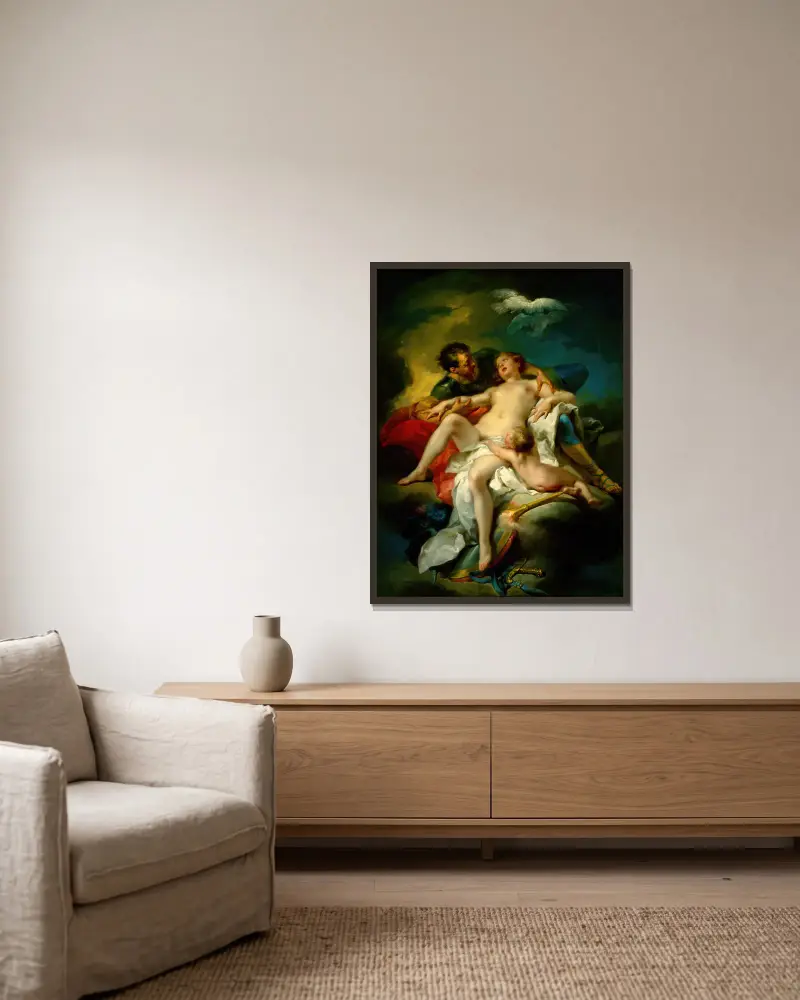 Mars and Venus av Charles-André van Loo inramad på en vägg