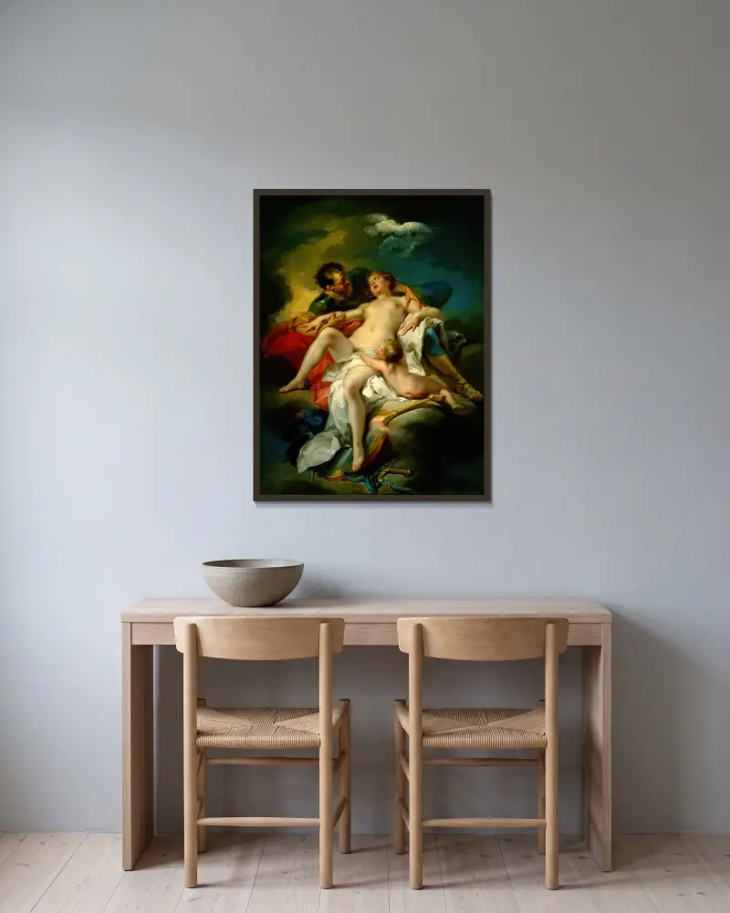 Mars and Venus av Charles-André van Loo inramad på en vägg