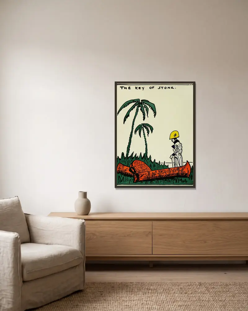 Der Schlüssel aus Stein von Hendrik Willem Van Loon gerahmt an einer Wand
