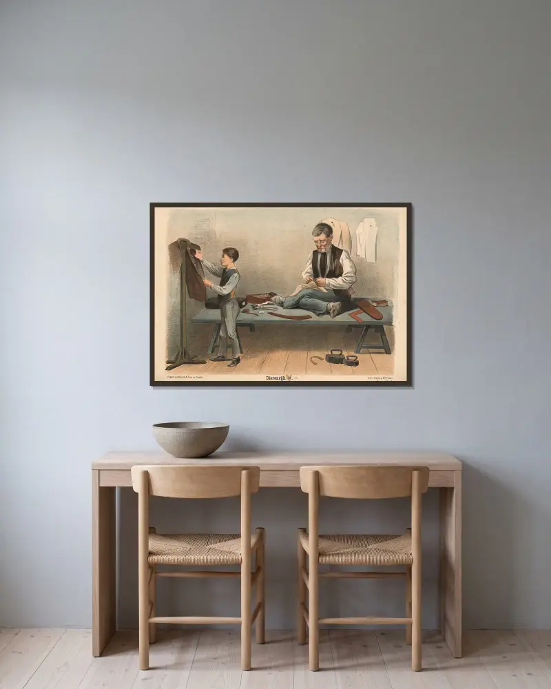 De kleermaker av Hendrik Jan van Lummel inramad på en vägg