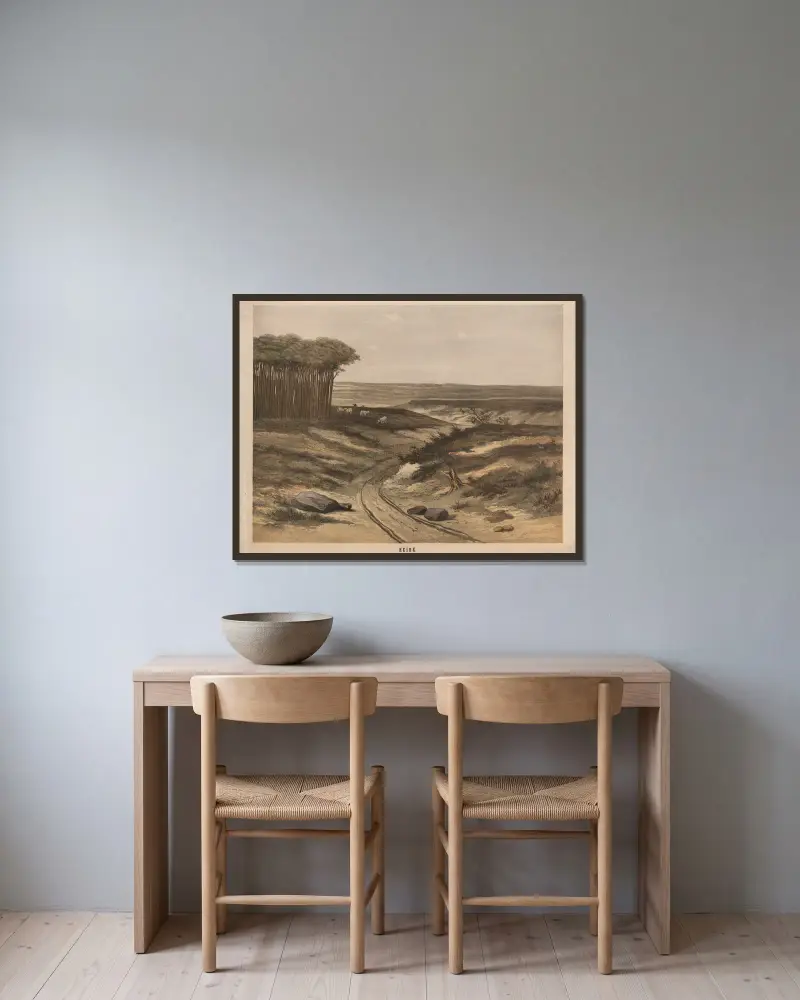 Heide av Hendrik Jan van Lummel inramad på en vägg