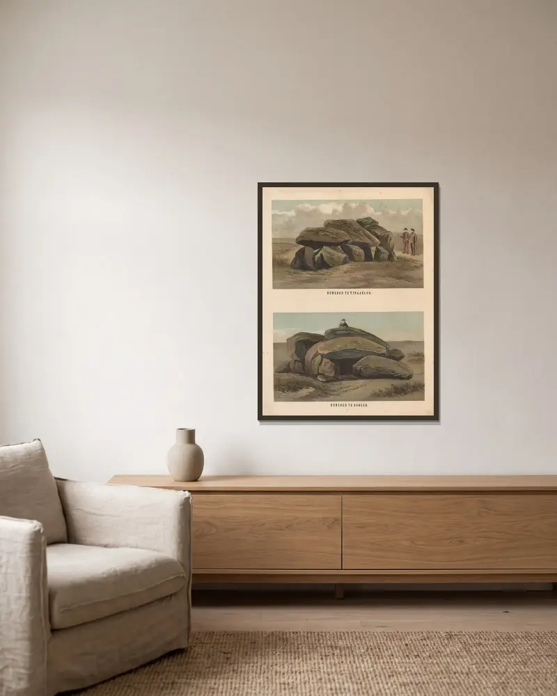 Ganggrab in Tinaarloo, Ganggrab in Borger von Hendrik Jan van Lummel gerahmt an einer Wand